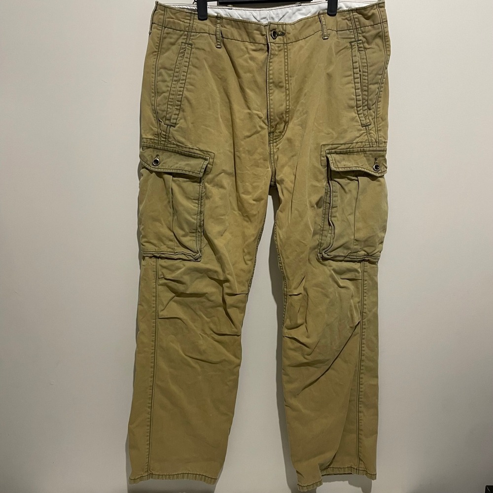 Levi Strauss Mens Cargo Pants Khaki Tan Straight Leg Multi Pocket Twill 38x29